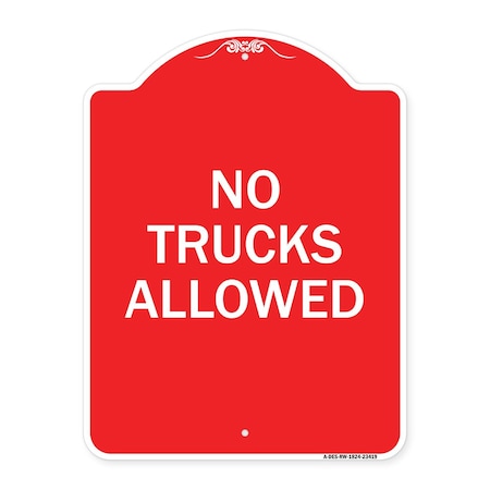 Signmission Parking Lot Sign No Trucks Allowed, Red & White Aluminum Sign, 18" x 24", RW-1824-23419 A-DES-RW-1824-23419